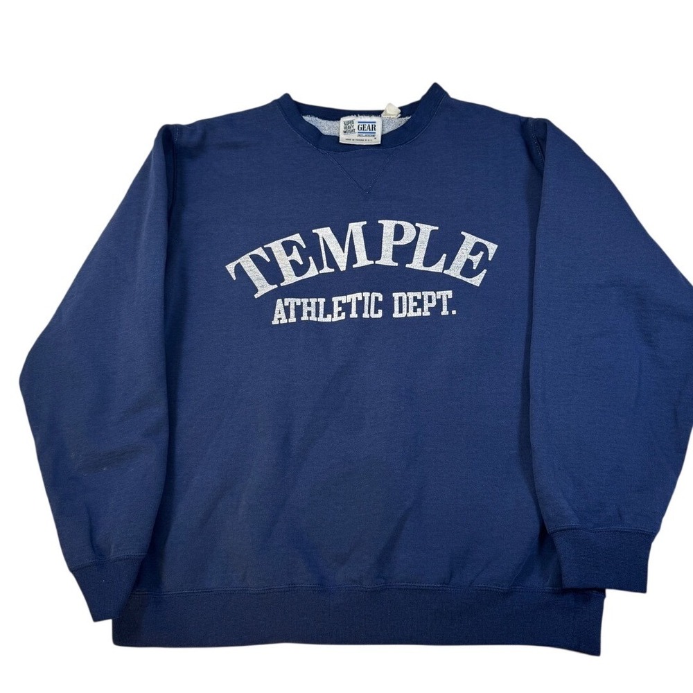 Vintage Gear for Sports Temple Athletic Dept Sweatshirt Navy Blue Crewneck Large - Picture 2 of 7